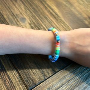 Rainbow clay bead bracelet